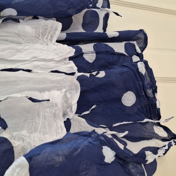 Retro Summer Maxi Dress Studio EY All the Dots Flowy Sundress Blue size L Large - Picture 8 of 11